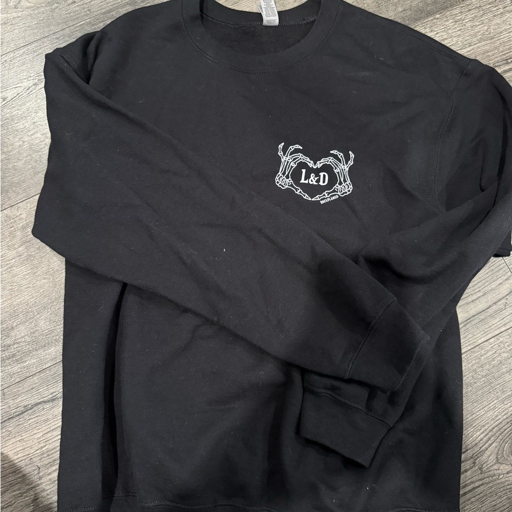 L&D Black Sweatshirt with Skeleton Heart Design